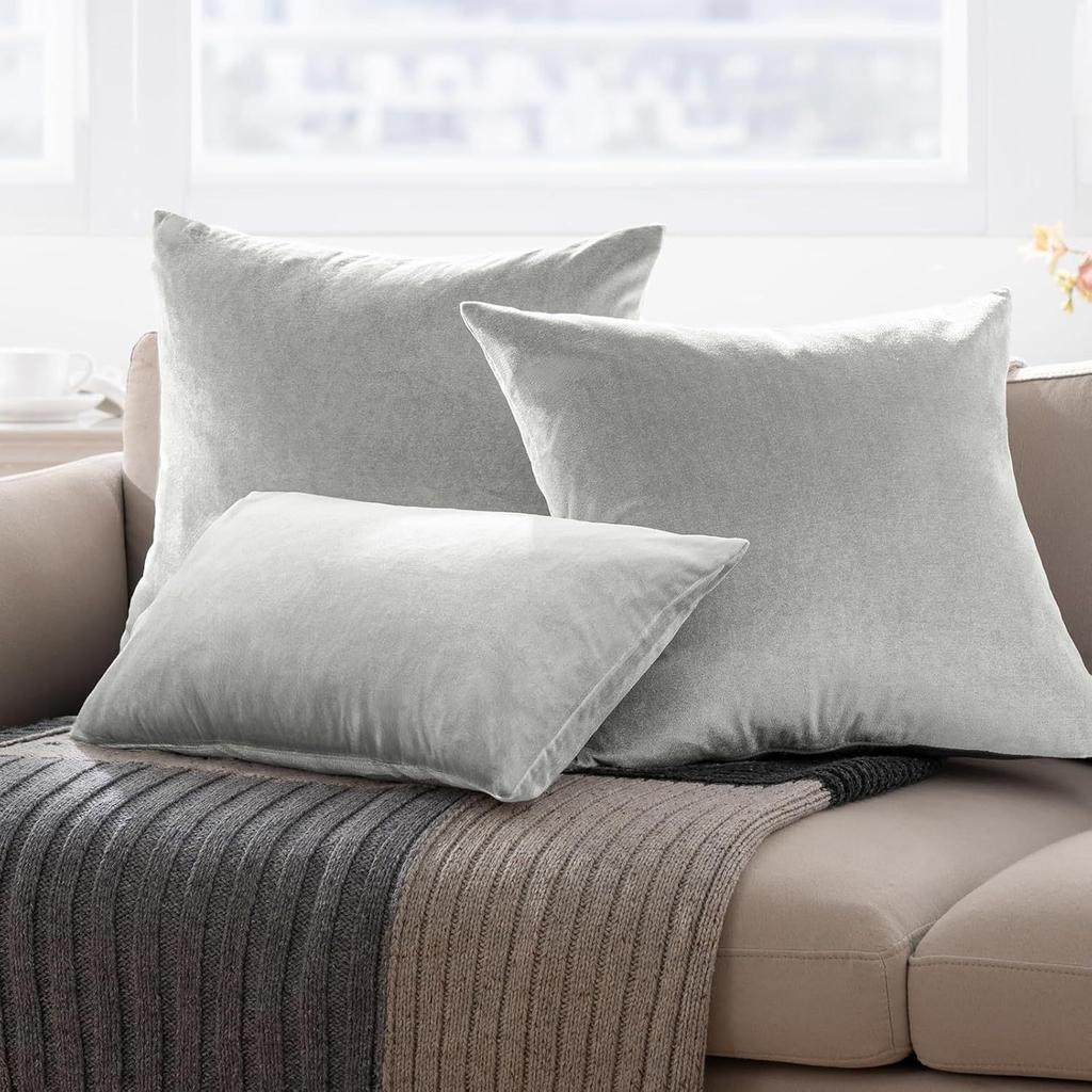 Velvet Solid Pillow Cover Removable Washable Sofa Cushion Case Soft Cozy Home Decor Elegant Comfortable Accent