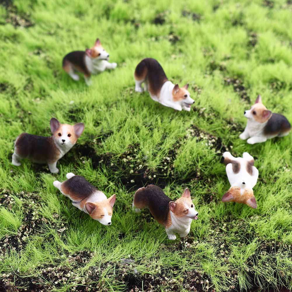 Gift for Kids Resin Figures Dog Doll Miniature Figurines Car Ornament Corgi Model Simulation Dog