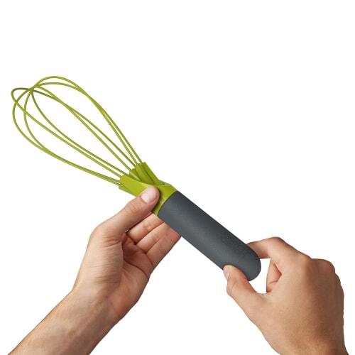 Joseph Joseph Twist Whisk - 2 In 1 - Flat and Balloon Whisks - Suitable for Nonstick Cookware, Silicone, Gray/Green [Authentic] 10539
