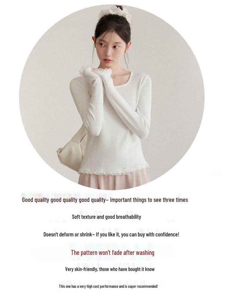 Autumn/Winter Spicy Girl Cropped Slimming Long-Sleeve T-shirt for Women: Flattering Versatile Base Layer