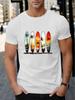 Unisex Plus Size Cartoon Print T Shirt Short Sleeved, Round Neck Street Style, All Season Fabric, Geometric Pattern Suitable for Casual Wear in Spring