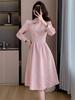 Pink Cheongsam Long Sleeve Bridesmaid Dress - Spring Engagement and Homecoming Style