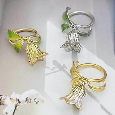 Ollia Silver Bell Flower Free Size Ring