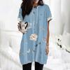 Women's Hoodies Casual Short Sleeve Shirts Fashion Print Tunic Tops With Pockets