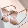 Fashionable and classic cat-eye small-frame sunglasses with diamond-like embellishments on the temples, versatile sunglasses