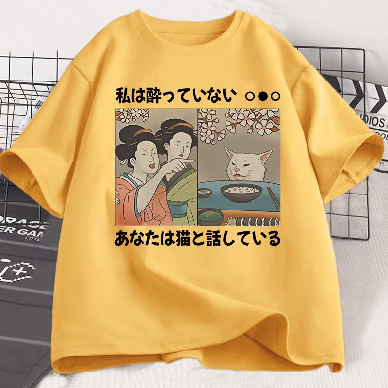 

Мультяшные футболки с котами в японском стиле, летние футболки с коротким рукавом с принтом кота в стиле каваий Харадзюку, топы в стиле Харадзюку Y2K, винтажная уличная одежда 4XL