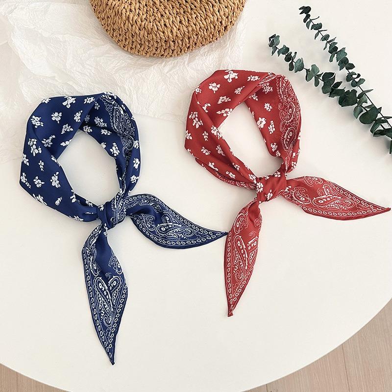 Hair band women's retro paisley cashew pattern silk scarf Naza simple fashion tied hair rhombus headscarf