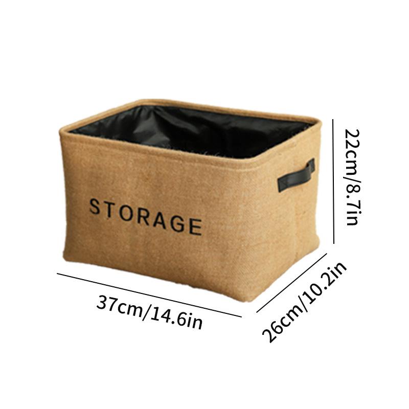 Simple Linen Storage Basket Cotton Linen Laundry Basket Foldable Desktop Sundries Organizer Closet Clothes Underwear Storage Box