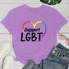 (Premium T-shirt)Support Lgbt Print T-Shirts For Women Summer Funny Round Neck Short Sleeve Casual T-Shirts