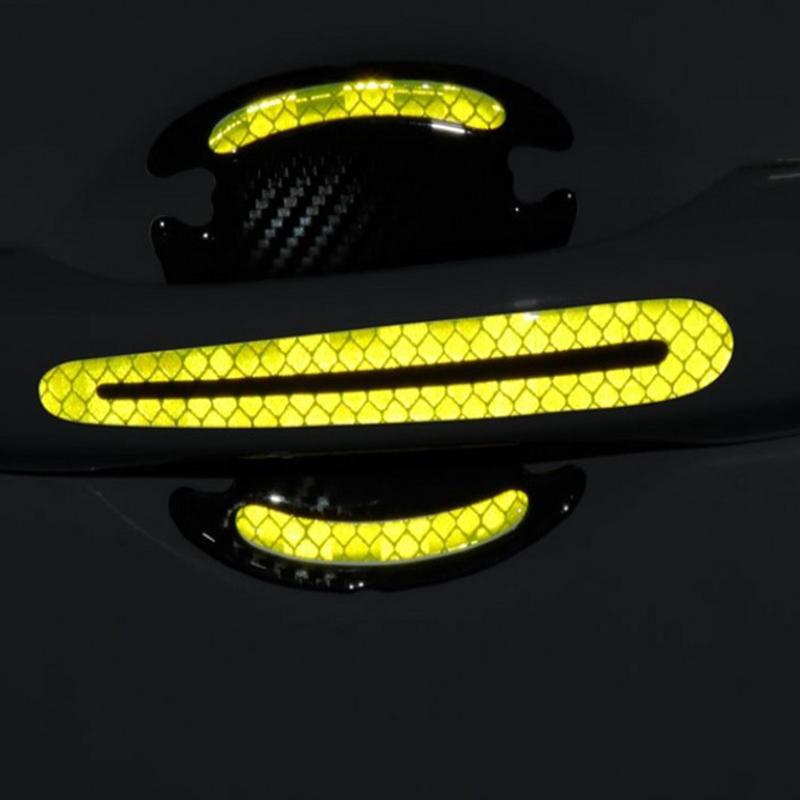 Car Door Handle Protection Cover Stickers Guard Film Carbon Fiber Reflective Decal Safety Anti-collision Strips Car