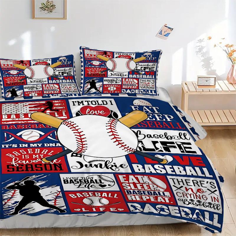 

3pcs Baseball, Sports Duvet Cover Set - Machine Washable, Includes 1 Cover and 2 Pillowcases, No Core Included yy251013092 135x200cm