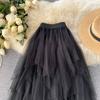 Irregular High Waist A-Line Mesh Skirt Spring And Summer Korean Cake Skirt Fluffy Skirt Fashion