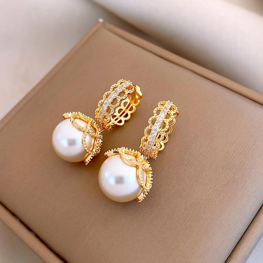 Серьги с тигровым глазом из французского кружева, легкая роскошь, серьги-гвоздики, ретро, универсальные серьги