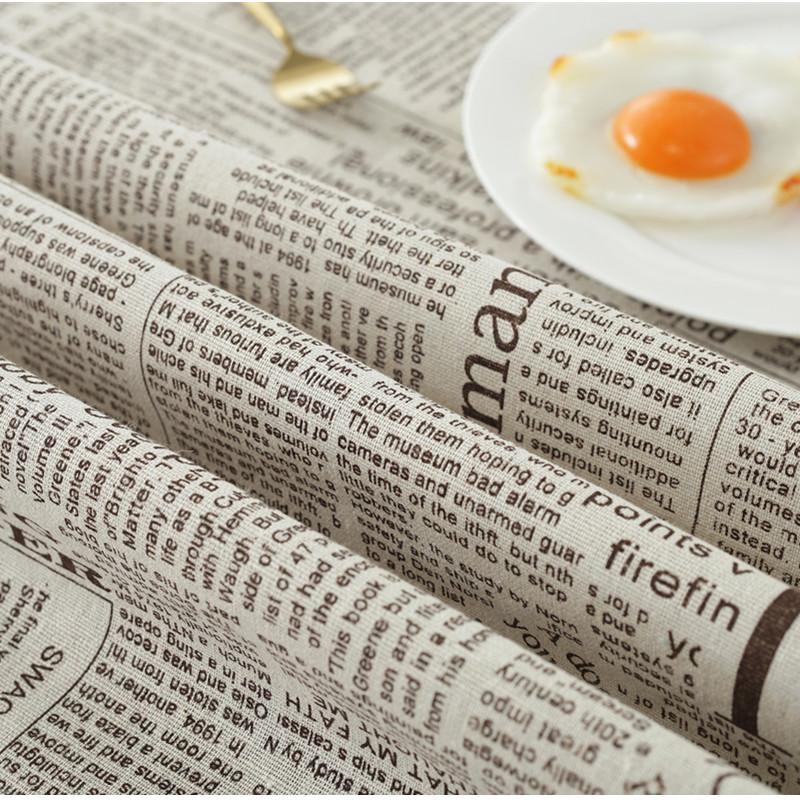 Retro Cotton Linen Tablecloth English Newspaper Dustproof Anti Slip Table Mat Minimalist Hotel Home Tea Table Decoration Cloth