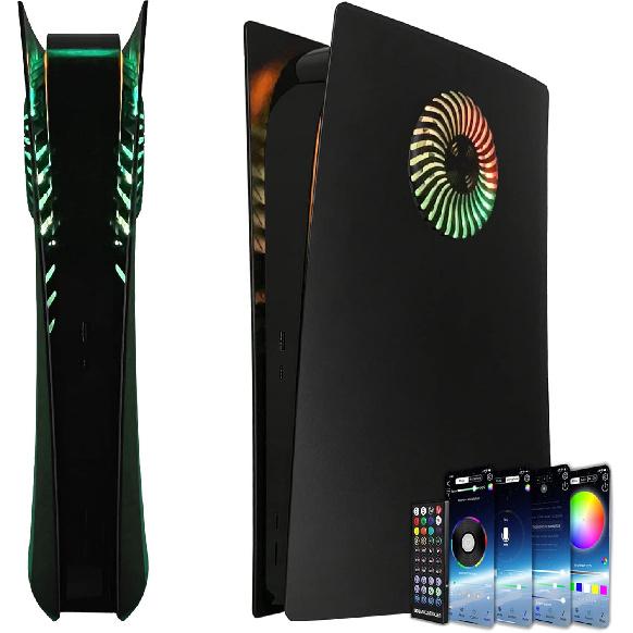 Faceplate with RGB Light Strip for PS5 Digital Edition DOBEWINGDELOU 400+ Effects LED Light Ring Console Cover for PS5 Digital Edition DIY Decoration