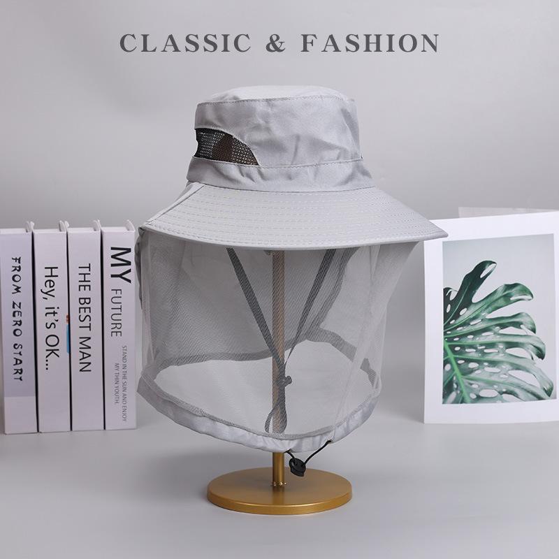 New outdoor face covering mountaineering hat men's fishing face covering large brim sun protection sun protection bucket hat