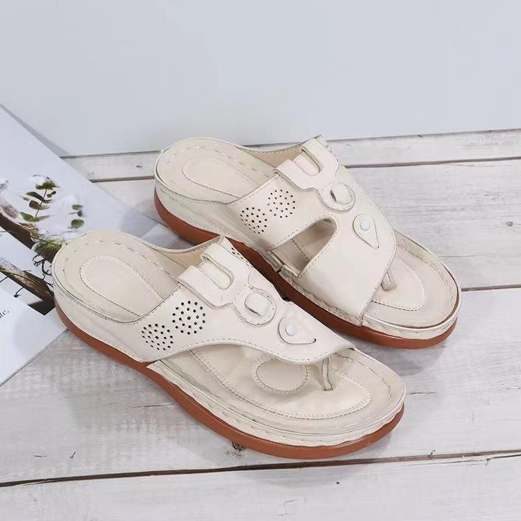 Foreign Trade Plus-size Women's Slippers 2025 Spring and Summer New European and American Fashion Wedge Flip Flops Wear Beach Women's Slippers