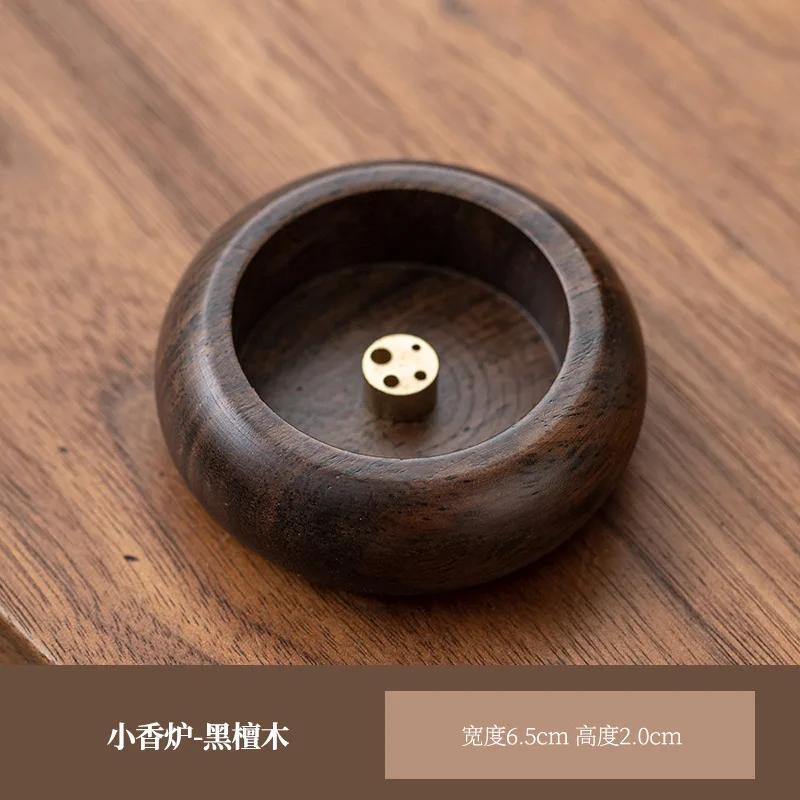 Wooden Mini Incense Holder Bowl Type Rosewood Incense Burner Stick Holder 4 Holes Smell Aromatic Bowl Shape Censer