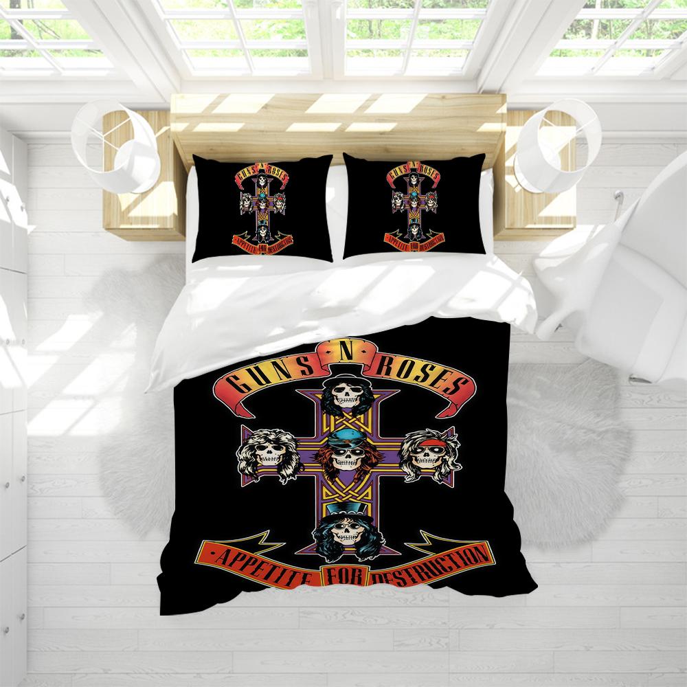 Band G-Guns N Roses GNR Duvet Cover Set Soft Wash Bed 3 Piece Summer Comfortable Student Dormitory Home Baby Bedding Best Seller