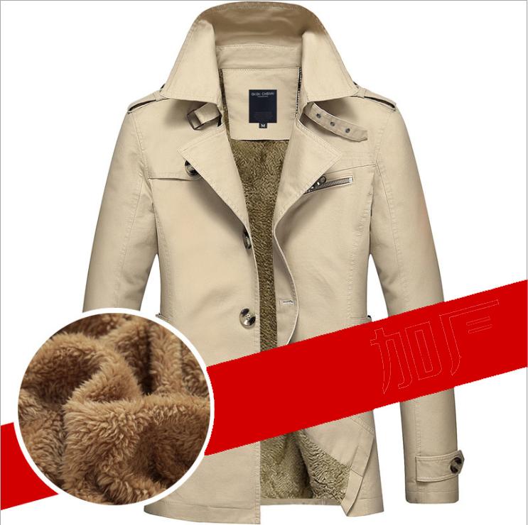 Jesienna i zimowa moda męska Casual Jacket w długim trenczu Cotton Wash Jacket