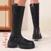 Fashion Fashion Platform Knee High Boots for Women Chunky Heel Punk Black Combat Boots Woman Thick Sole PU Leather Long Botas Mujer 2025