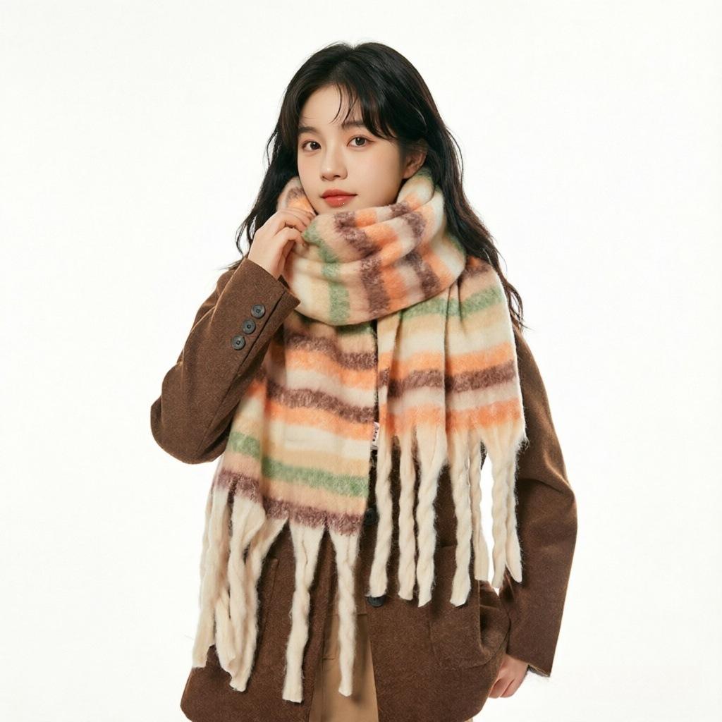New Mohair Maillard Scarf Autumn and Winter Korean Premium Versatile Imitation Cashmere Warm Shawl