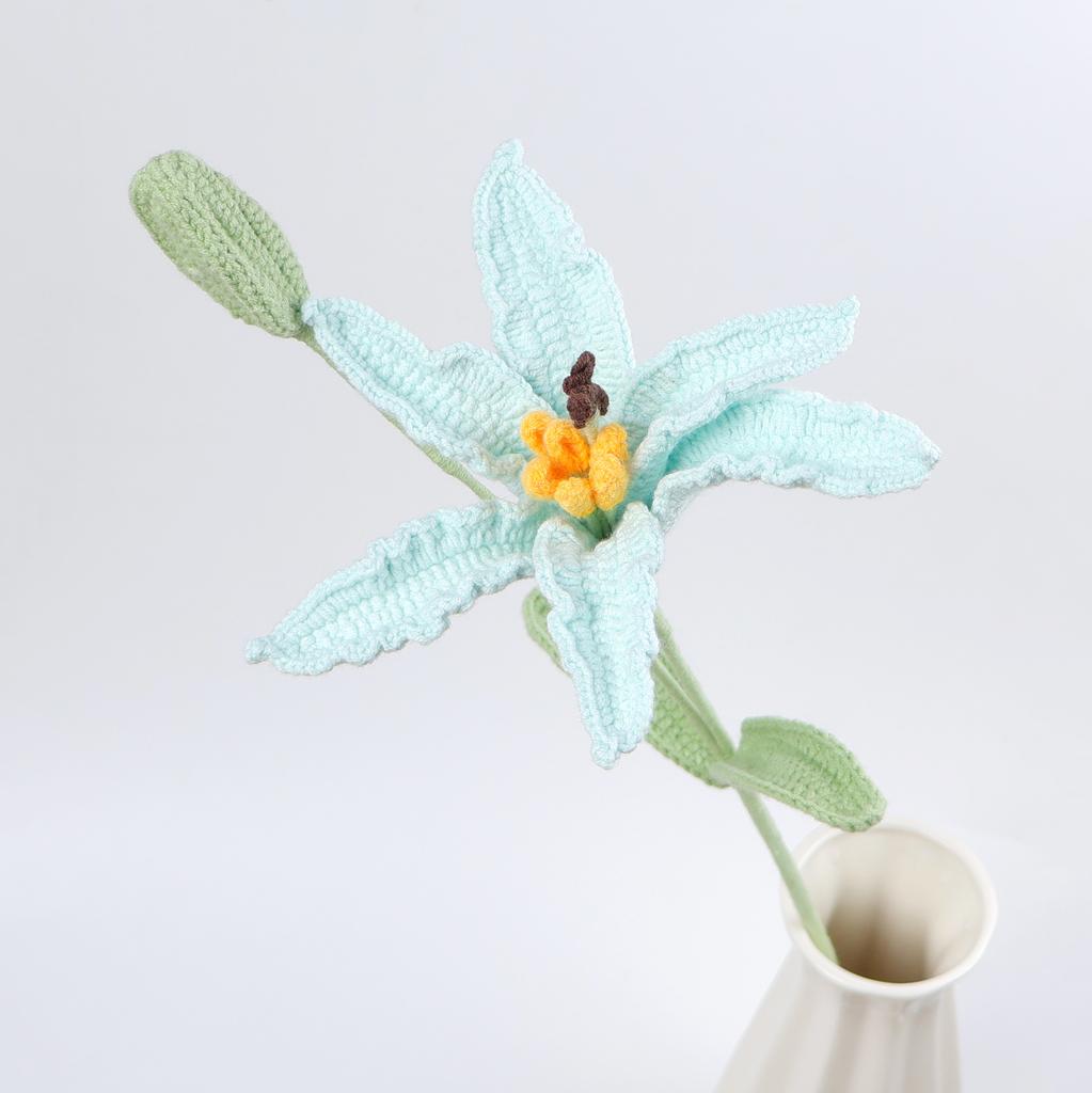 2025 Lily Crochet Flowers Creative Lily Crochet Flower Bouquet Kintted Plant Wedding Decor Table Home Decor Gift