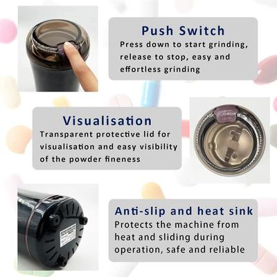 Multifunctional Electric Pill Grinder Crusher - Crush Pills/Vitamins/Coffee Beans Into Fine Powder for Feeding Tubes Kids, Pets