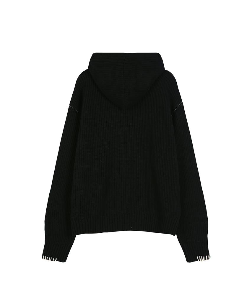 ADSB ANDERSSON BELL Unisex Heart Logo Hood Zip-Up Sweater Atb1420U(Black)