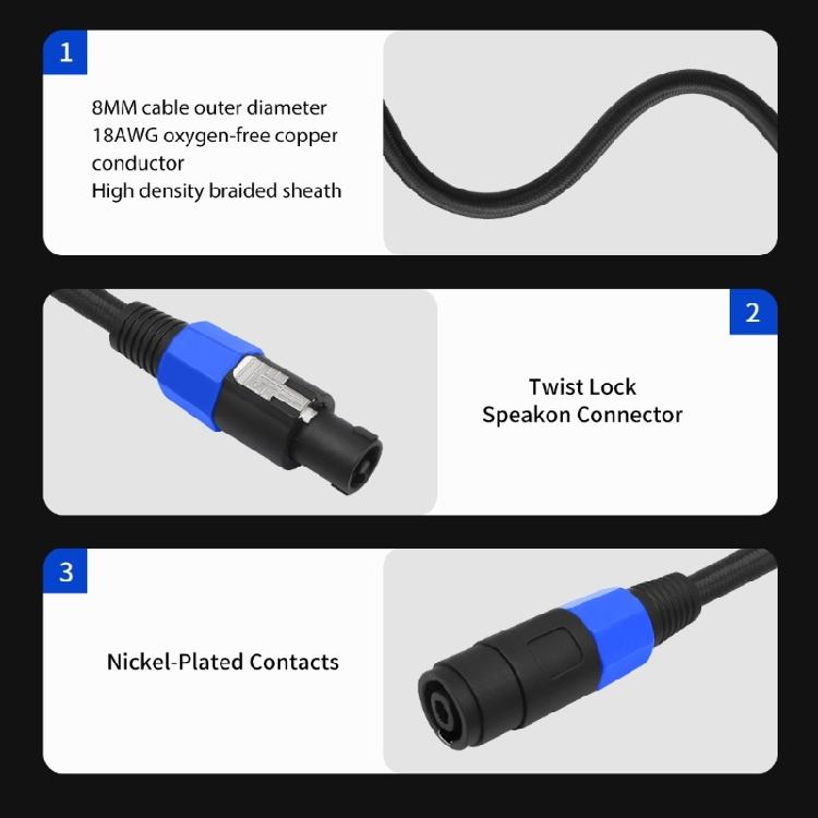 Speaker Cable 1 Male to 2 Female Speak on Splitter Cable Professional Sound Cord Speaker Cable Wire with Twist Lock