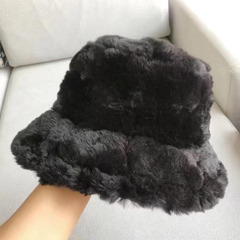 Faux Fur Bucket Hat for Women Winter Thick Plush Girls Fisherman Cap Korean Solid Color Warm Fluffy Sun Visor Panama Caps