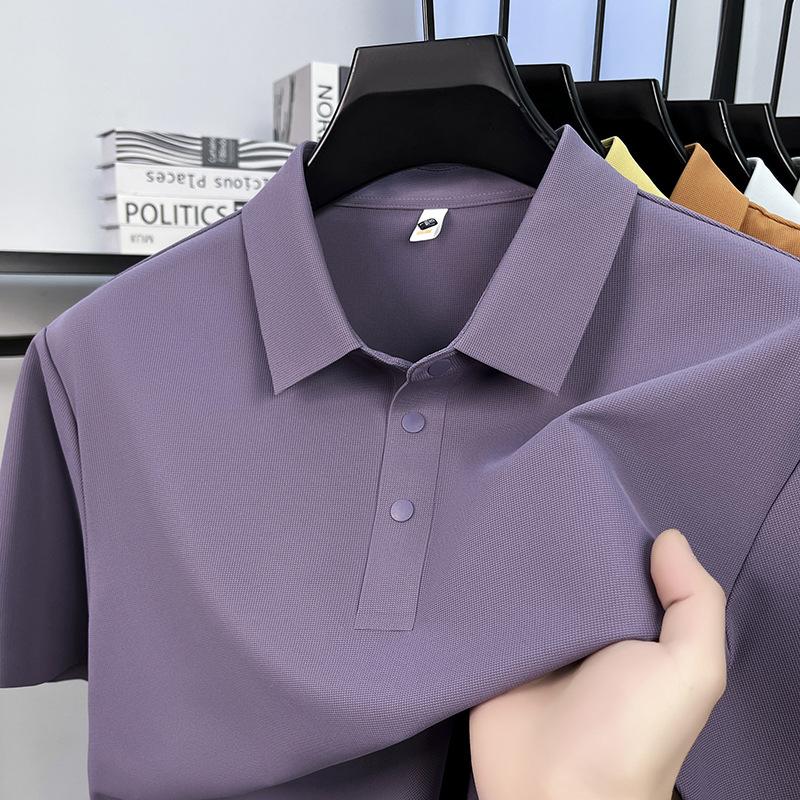 Lapel Collar Short Sleevepolo7 ABusiness Loose Fit T-Shirt