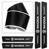 2025 New 1/4/5Pcs Leather Car Door Sill Protector Carbon Fiber Sill Strip For Skoda Octavia Fabia Superb Yeti Enyaq Rapid Kodiaq