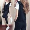 2024 Summer Plus Size Three-Piece Set: Short Sleeve Top, Vest & Capri Pants for Women