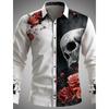 Halloween Thema Mannen Halloween Kostuums Schedels Shirt Knoopsluiting Shirt Casual Overhemd Lange Mouw Donkere Gotische Stijl Tops