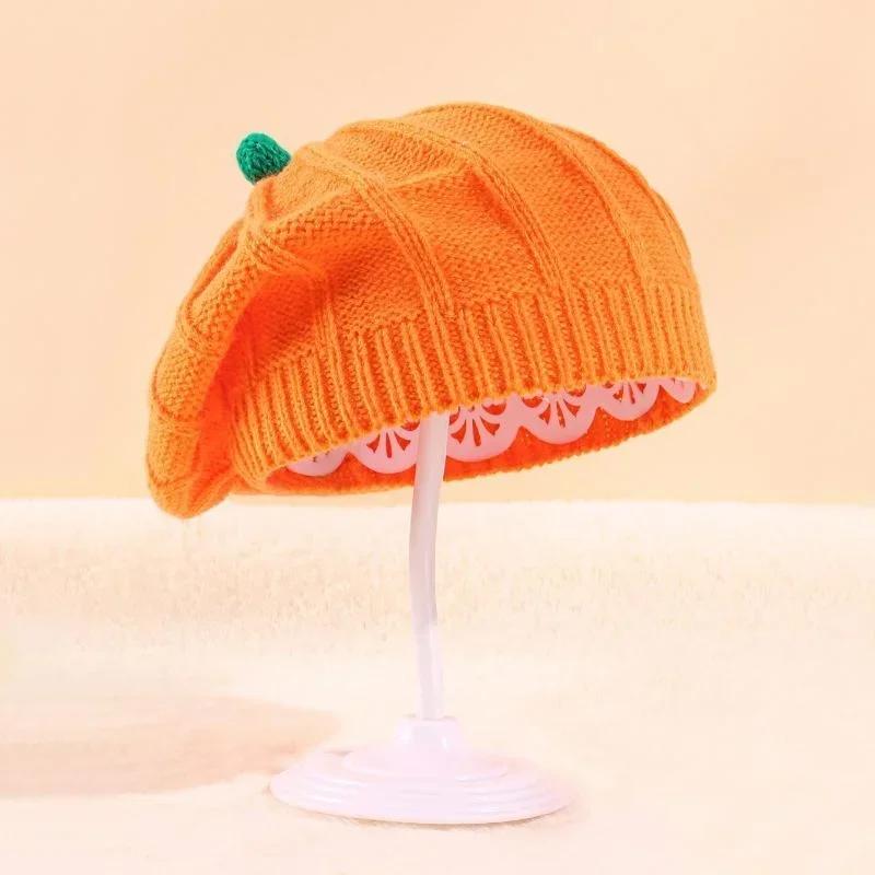 Halloween Large Small Pumpkin Beret Hat New Autumn and Winter Knitted Hat Warm Knit Hat Halloween Party Hats