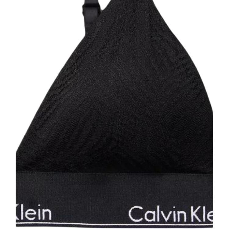 Calvin Klein Lace Lined Triangle Bra Women underwear Black QF7077-001