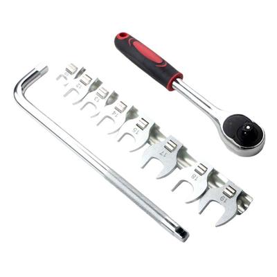 3/8 Zoll Ratschenschlüssel-Set Verlängerbar Austauschbarer Kopf Ratschenschlüssel Plattenratsche Griffwerkzeug für Autoreparaturen