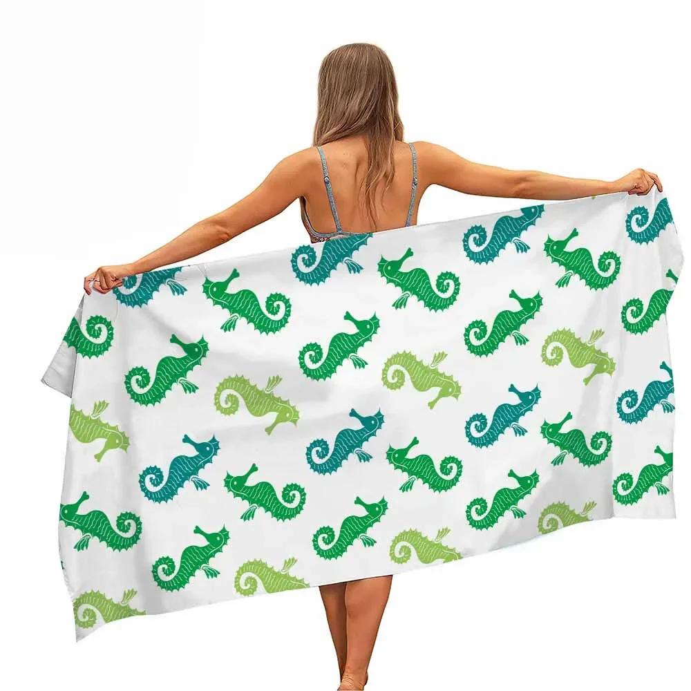 Red Sea Fish Marine Life Microfiber Pool Beach Towel Portable Quick Dry Sand Outdoor Travel Swim Blanket Thin Yoga Women Kid Men