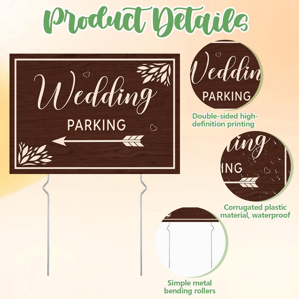 6 Pack Rustic Wooden Wedding Signs 17X12" Wedding This Way Lawn Signs Double Sided Wedding Parking Direction Sign Welcome To Our