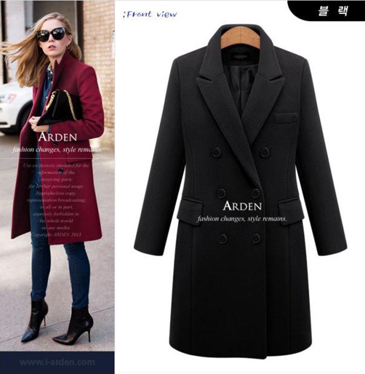 Mid-Length Plus Size Wool Blend Double-Breasted Women's Coat - Autumn/Winter Collection