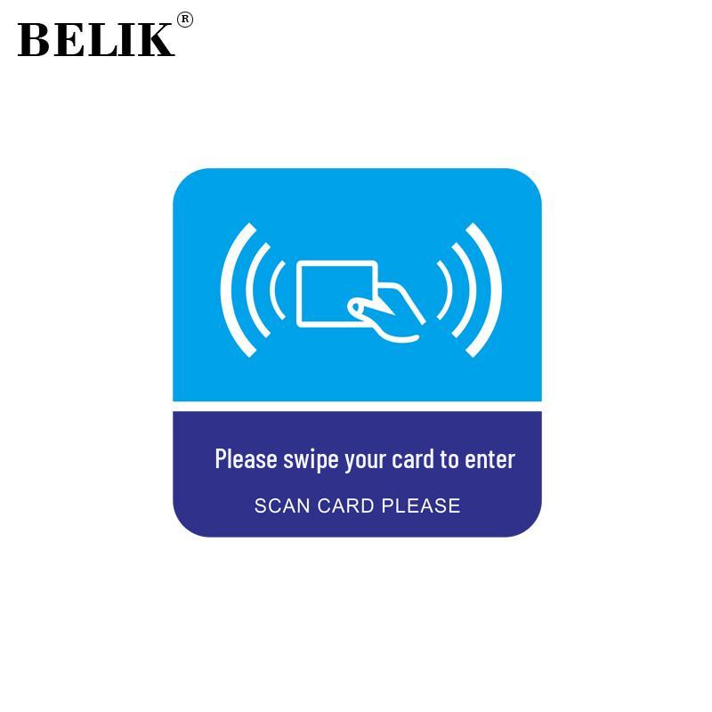 BELIK Please Swipe Card to Enter PVC Sticker Sign (5-Pack) 8x8 CM