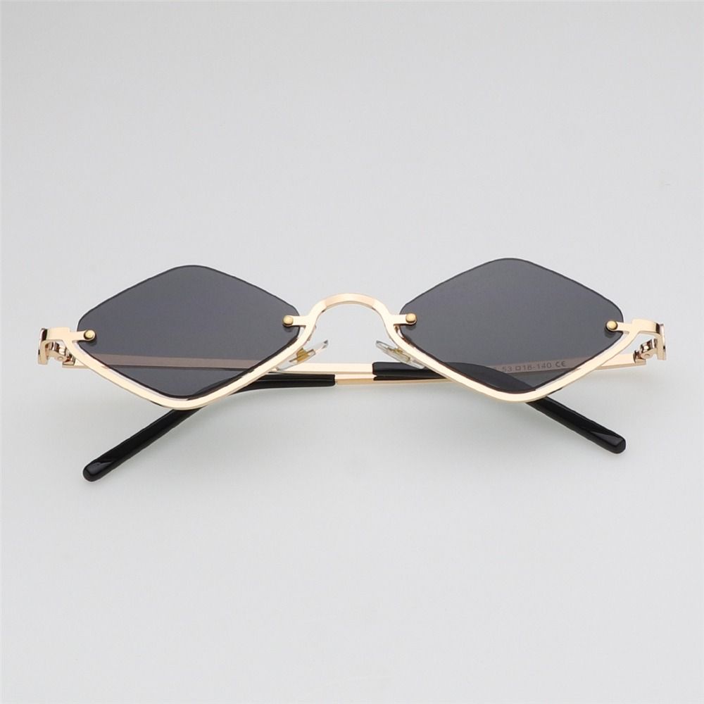 Cool Diamond-Shaped Women's Sunglasses Small Hip Hop Half Frame Sun Glasses Metal Narrow Eyewear for Women Men