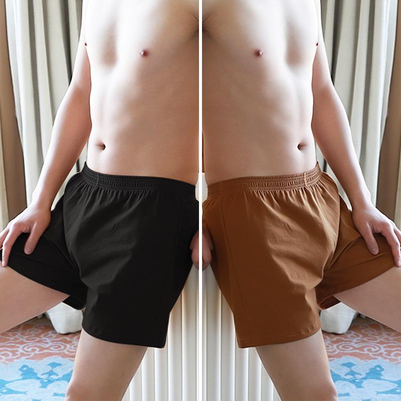 Men's Pure Cotton Loose Boxer Briefs - Summer Solid Color Trendy Four-Cornered Underwear