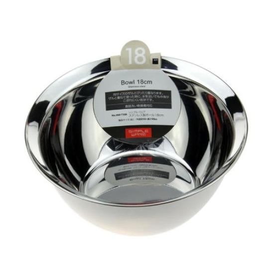Pearl Metal Simple Ware Stainless Steel Bowl 18cm HW-7360