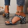 Summer Leopard Women's Chunky Slippers 2025 Elegant High Heels Shoes Sexy Slippers New Pumps Flip Flops Trend Sandalias De Mujer