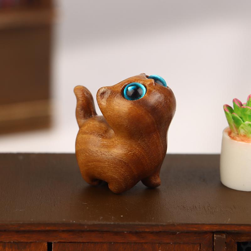 Büyüleyici Ahşap Yavru Kedi Figürini - Ev İçin El Yapımı Kedi Dekoru, Mükemmel Hediye Fikri Kedi Figürini Kedi Aksesuarları