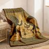 Vintage Ancient Egyptian Exotic Fantasy Print Flannel Blanket Soft Warm Tear-Resistant Throw with Tribal Art Design Perfect for Na
