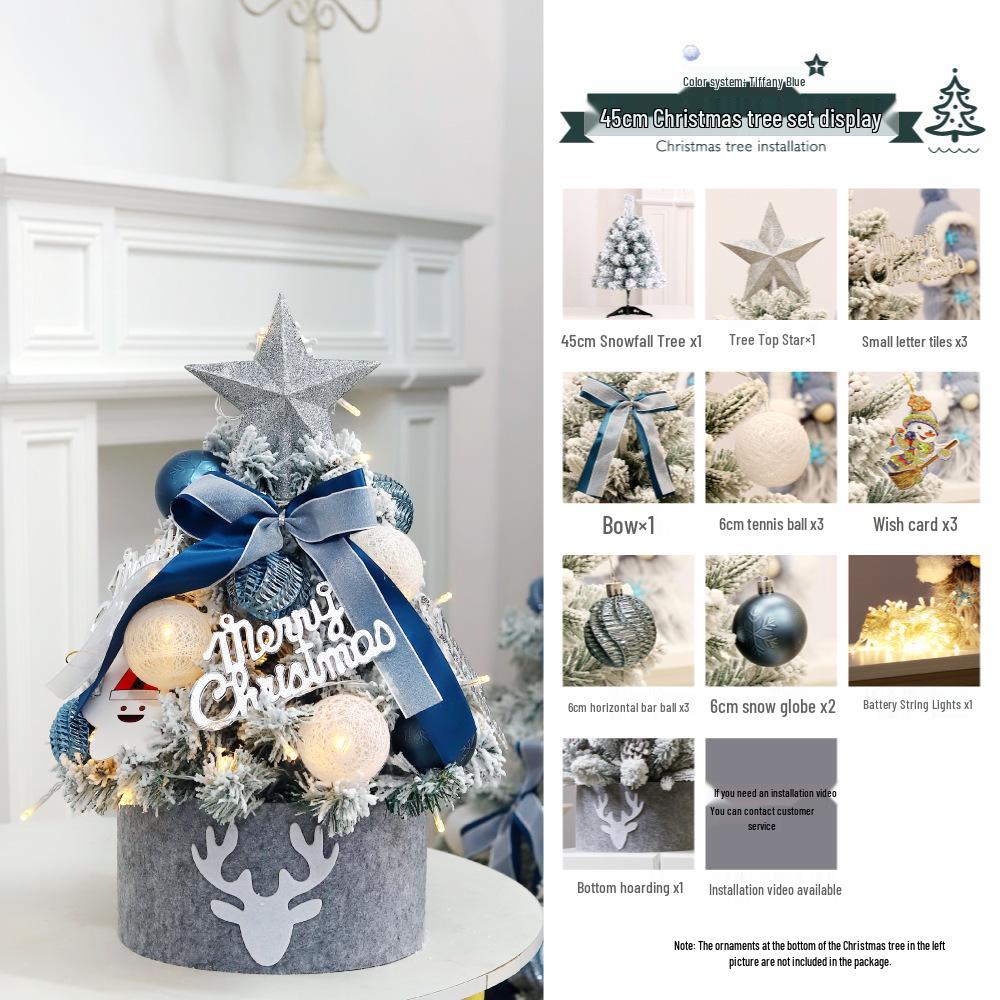 DIY Blue & White PVC Flocked Christmas Tree Set with Ornaments