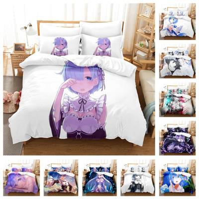 Juego de cama con estampado 3D de Anime Beauty, funda de edredón y funda de almohada Luoli Beauty de 2/3 piezas, funda de edredón con diseño de abanico de animación para niños, tamaño completo, AU/DE/EU/ES, colcha de secado rápido